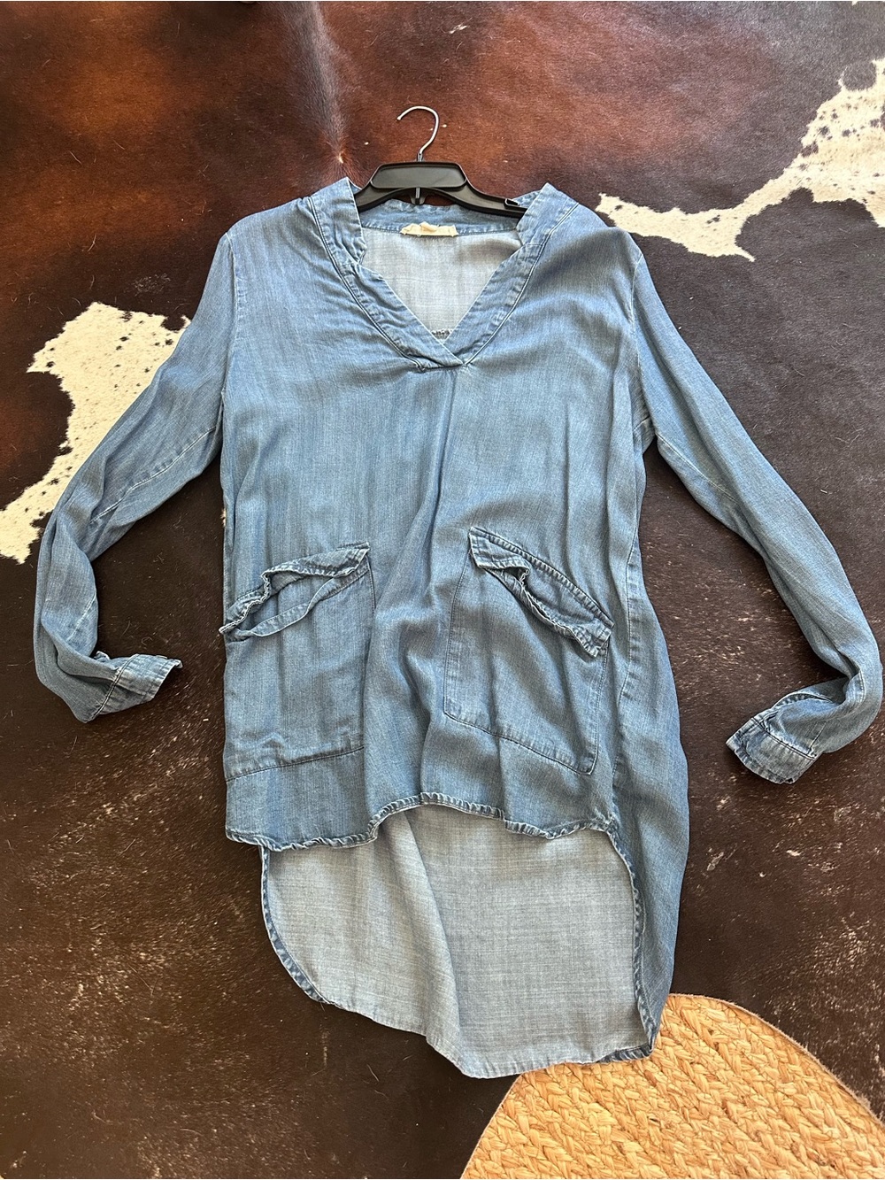lovestitch light blue denim-look tunic